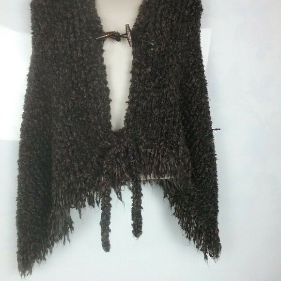 BROWN BLACK Crocheted Wrap , Sweater  50W24L 4/25‎ - Picture 1 of 7